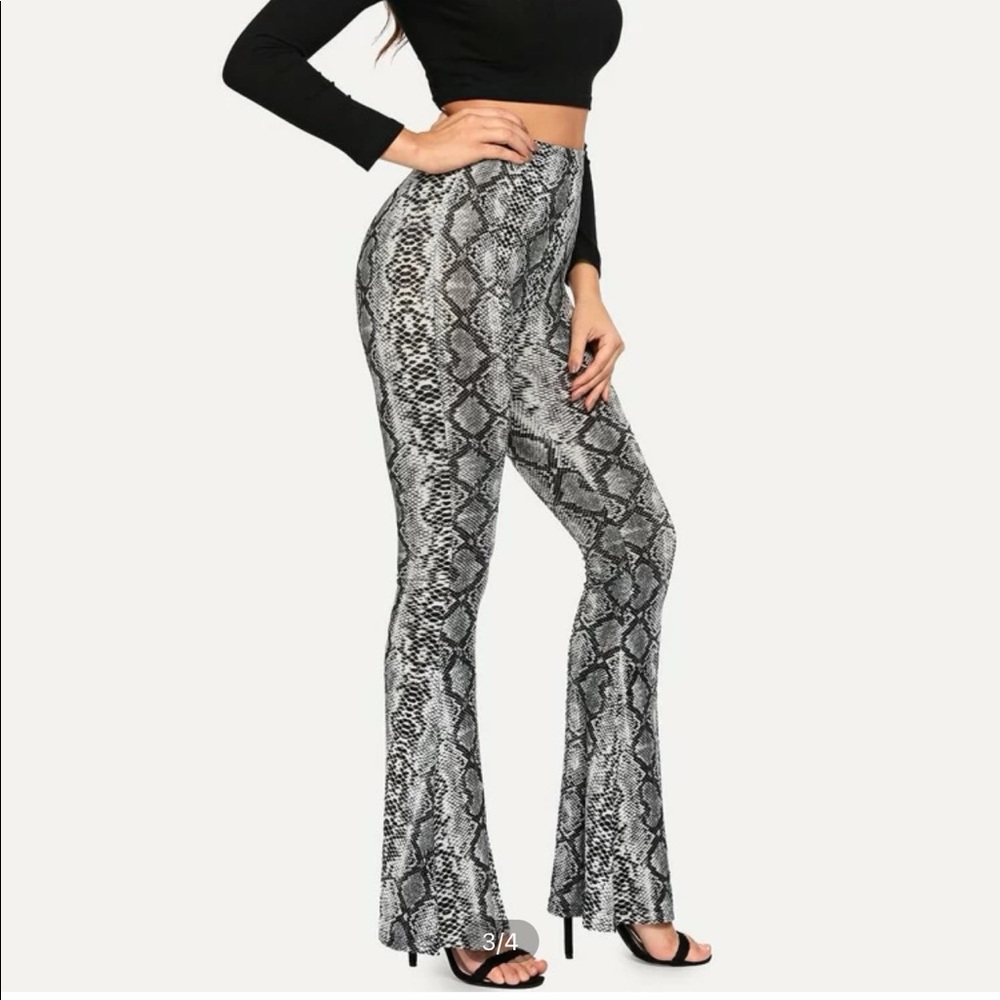 SHEIN Snake Print Flare Hem Pants